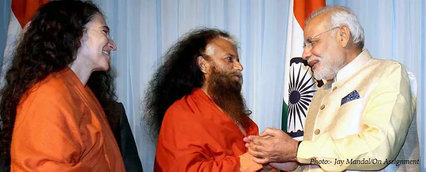 Hon'ble Prime Minister Narendra Modi and Pujya Swamiji Meet During historic  first trip to the United States as PM – H.H. Pujya Swami Chidanand  Saraswatiji |
