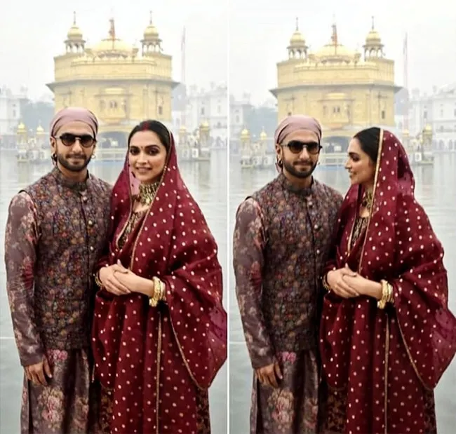 Deepika Padukone And Ranveer Singh Stun in Gorgeous Sabyasachi Outfits  During Their Visit to Golden Temple