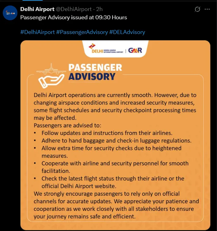 Delhi Airport Advisory