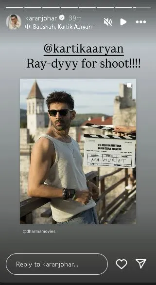 Karan Johar reacts to kartik aaryan's look