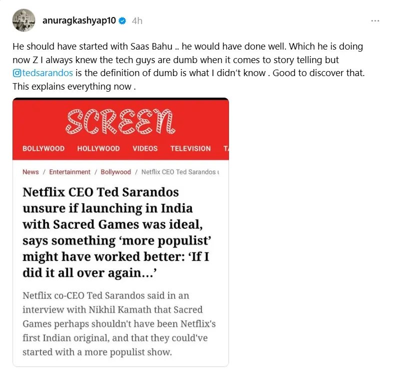 Anurag kashyap on netflix ceo