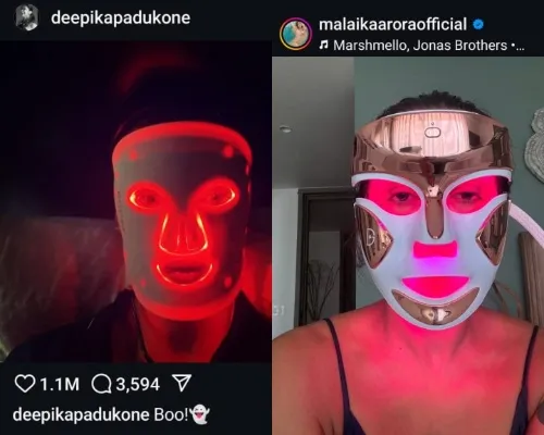 Deepika Padukone and Malaika Arora use LED masks 