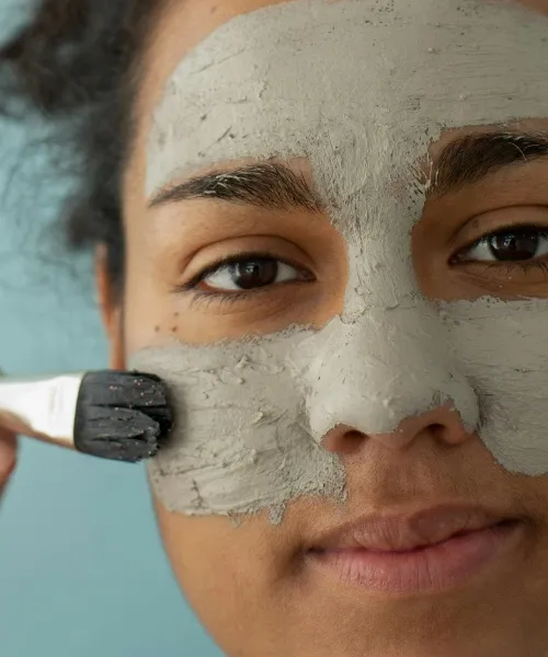 clay mask on face