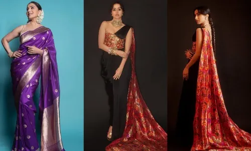 Madhuri Dixit and Shradhha Kapoor gives it a modern interpretation with a paithani pallu 
