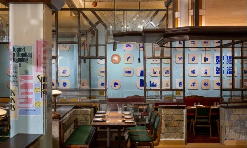 The art gallery section (Bombay On A Plate) at The Bombay Canteen, Mumbai