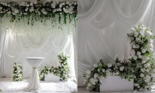The beautiful floral backdrop at the wedding