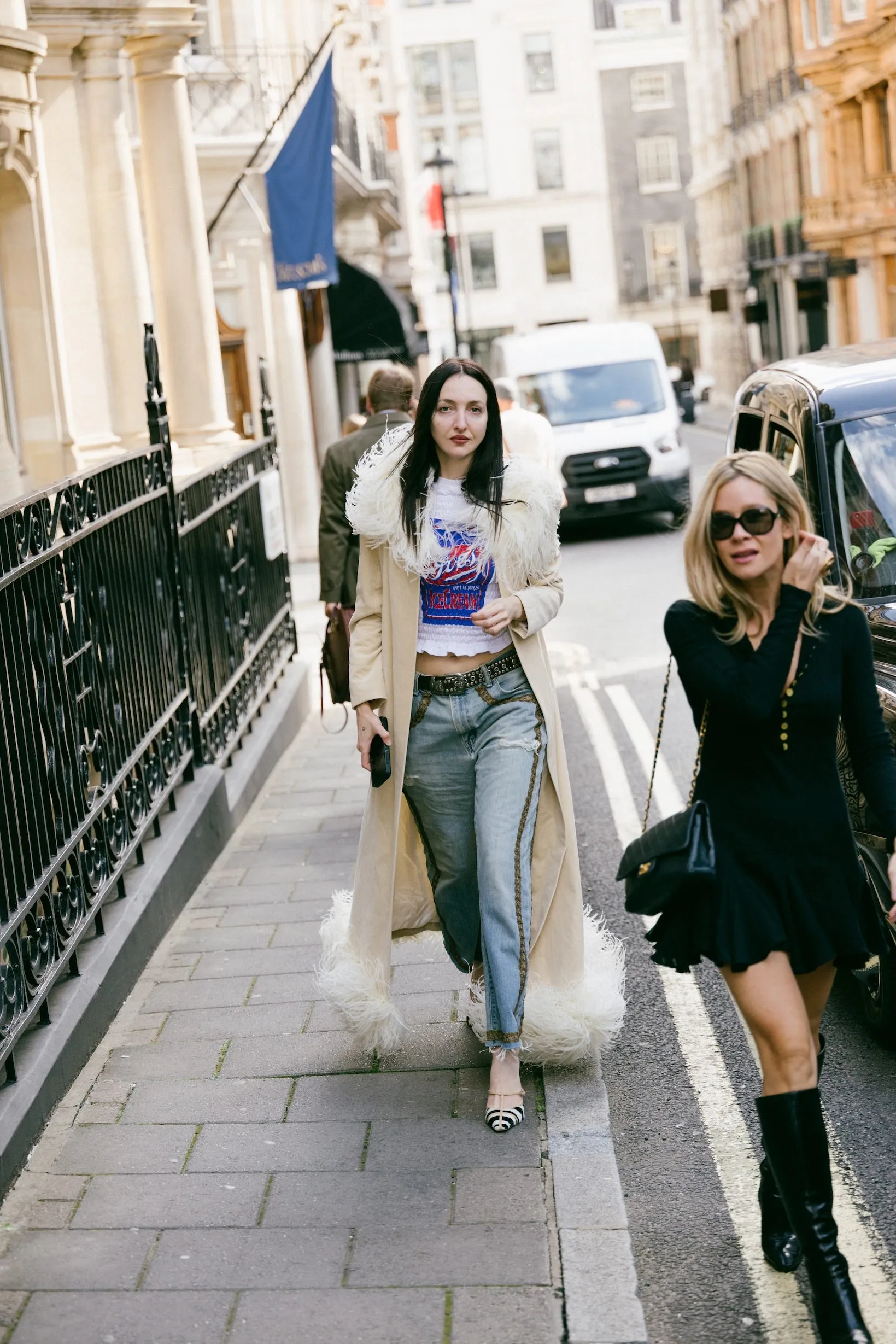 streetstyle during london rtw spring fashion week 2026 on september 22, 2025 in london, united kingdom. (photo by sarah treacher/wwd via getty images)