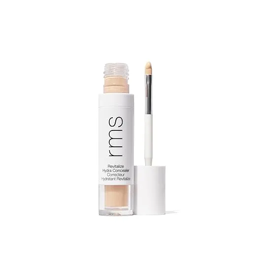 RMS Beauty Revitalize Hydra Concealer, Medium Coverage Hydrating Liquid Complexion Perfector, Skincare-Infused Lightweight and Creaseproof with Built-In Brush Applicator