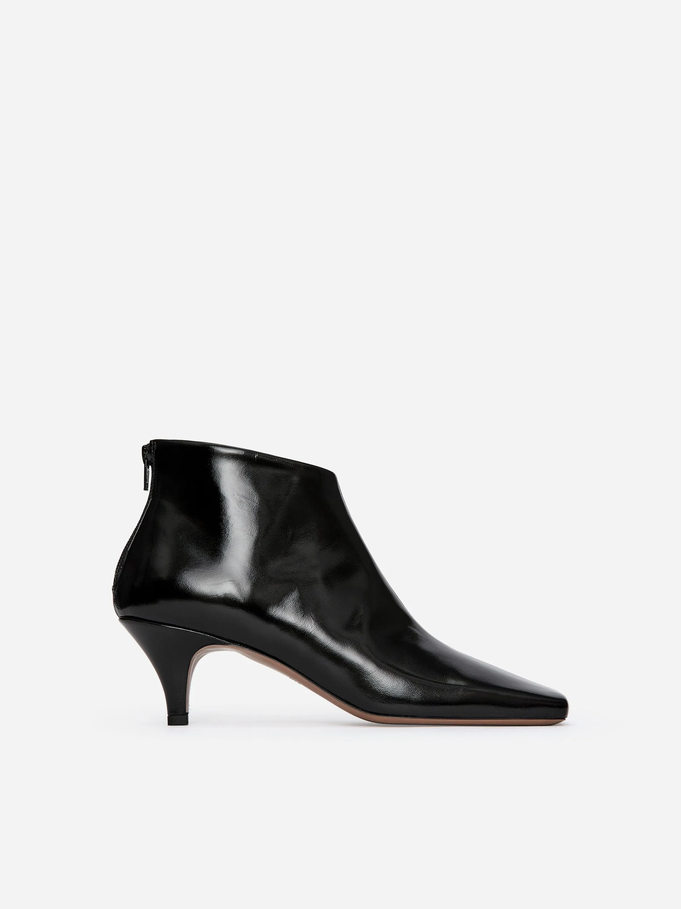 Glossy Leather Ankle Boots