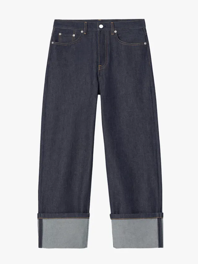 Facade Turn-Up Straight-Leg Jeans