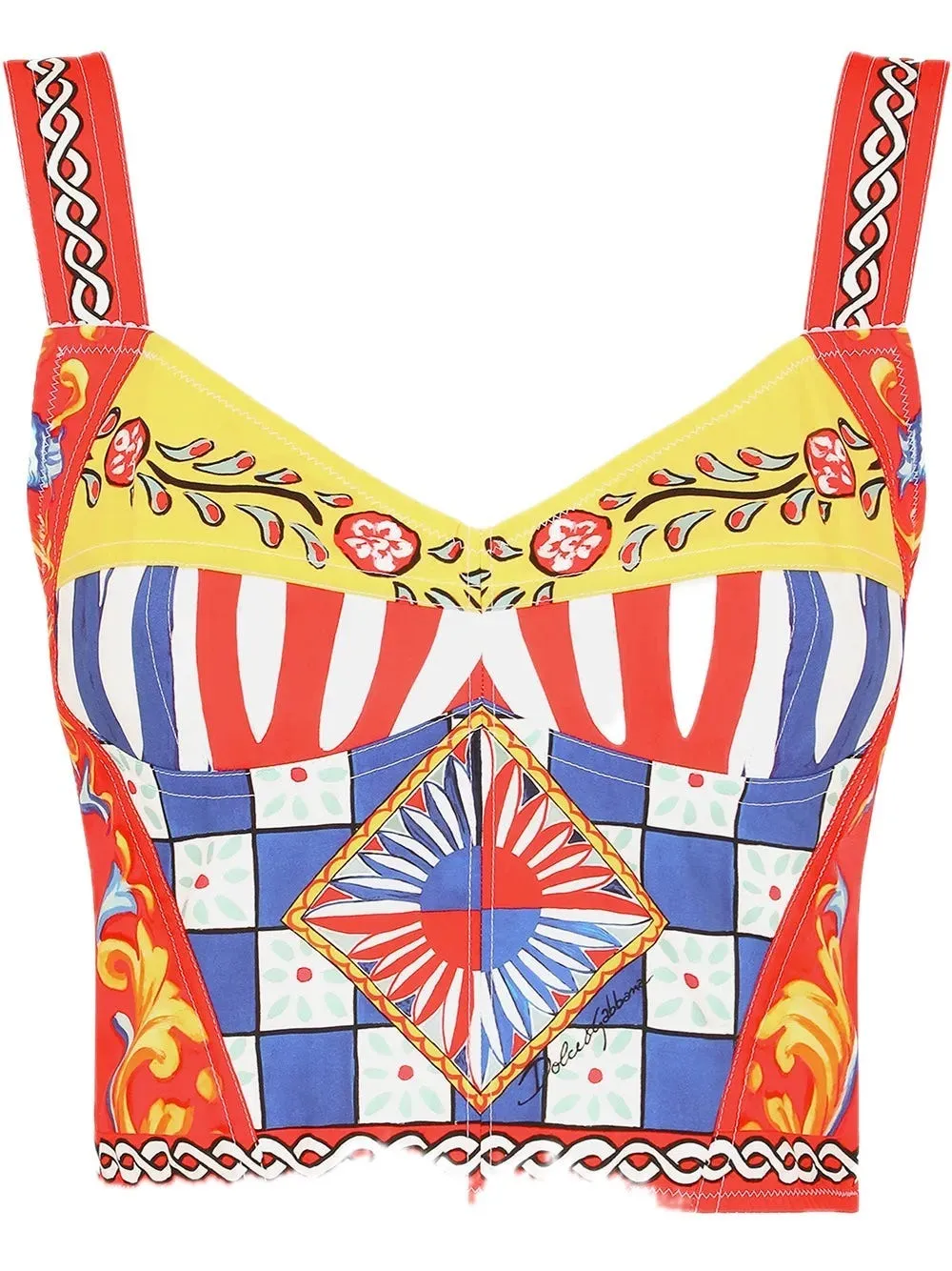 Carretto-Print Bustier Top