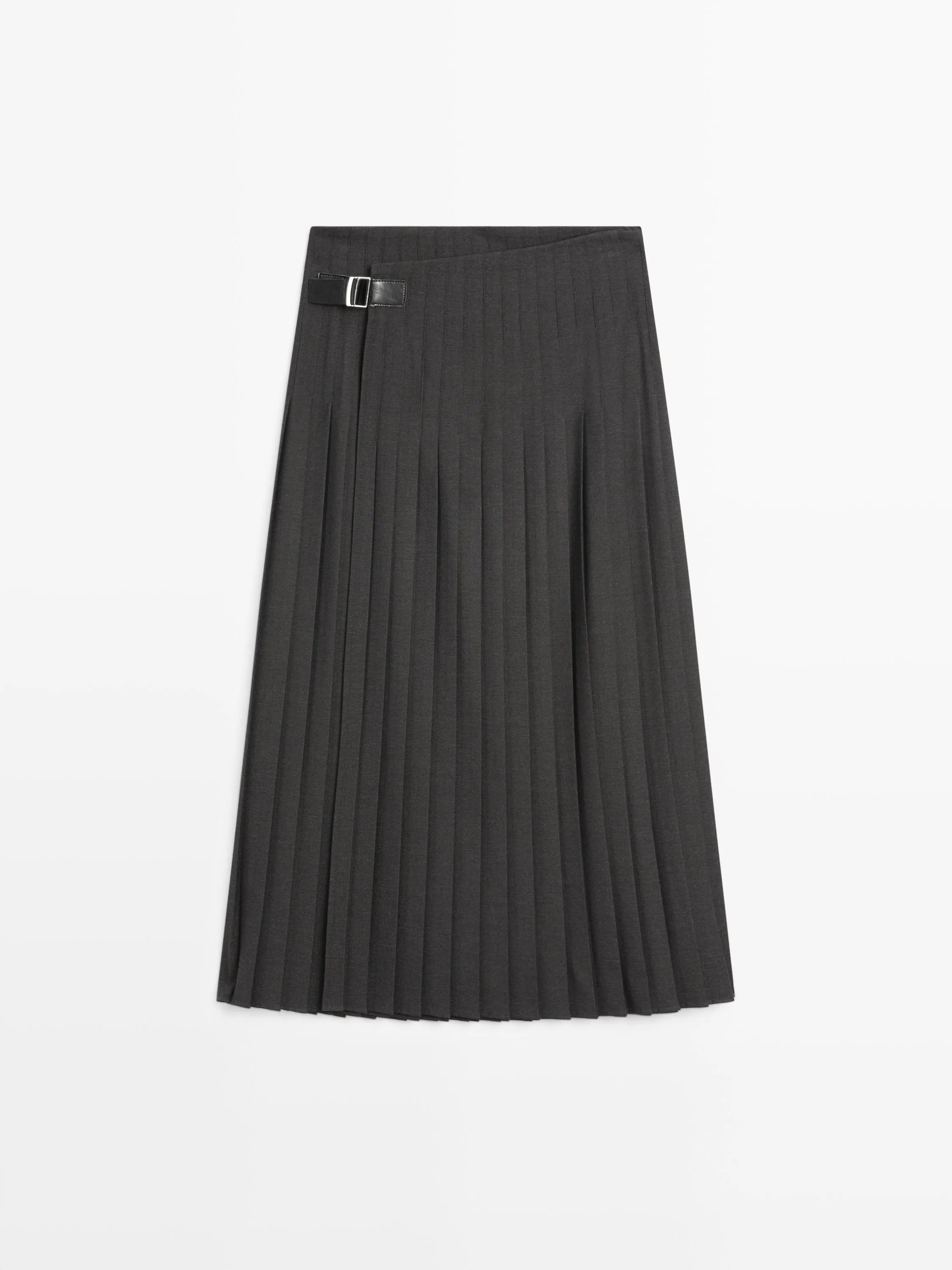 Pleated midi skirt with appliqu&eacute;