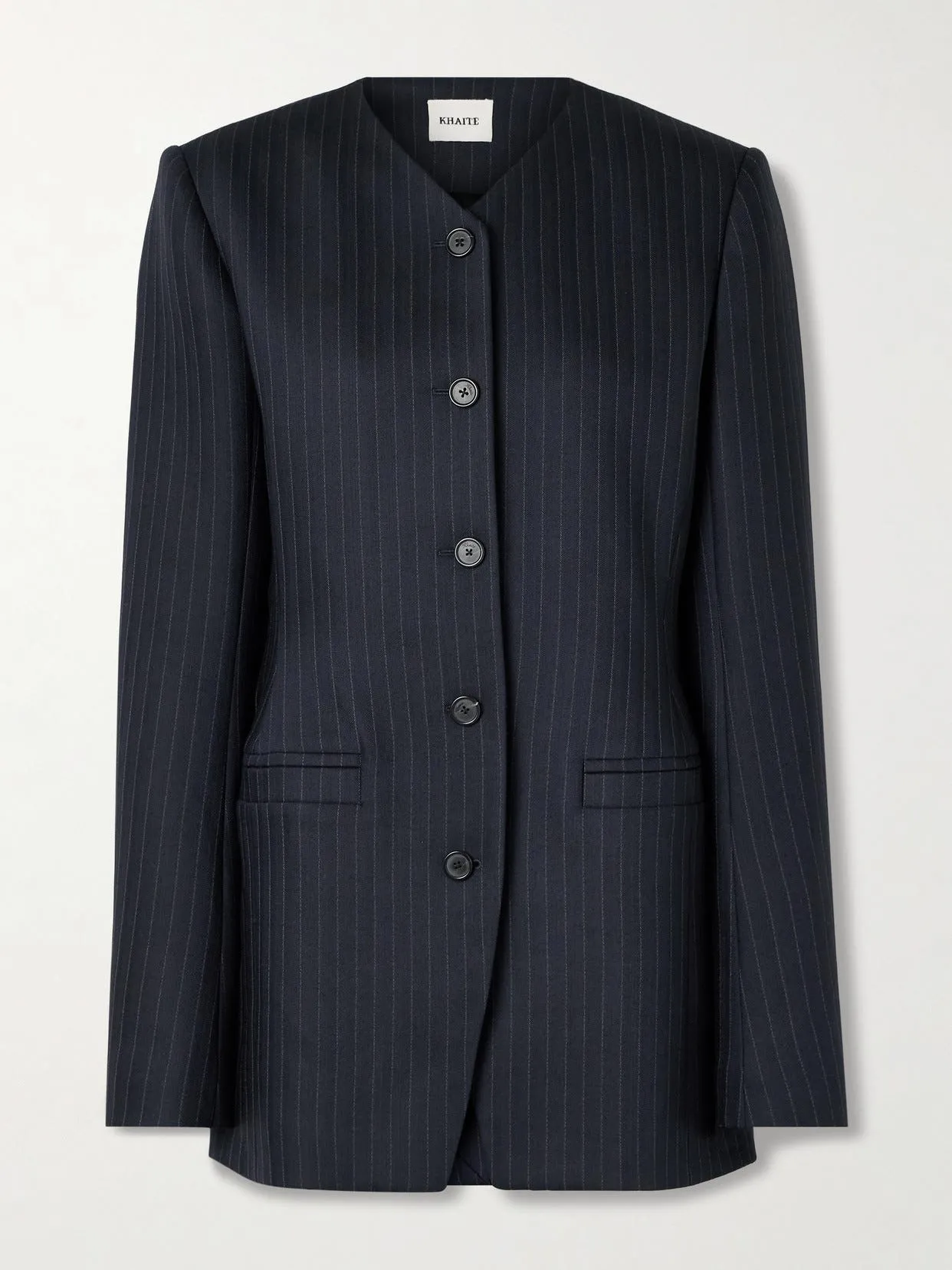 Naran Pinstriped Herringbone Woven Blazer