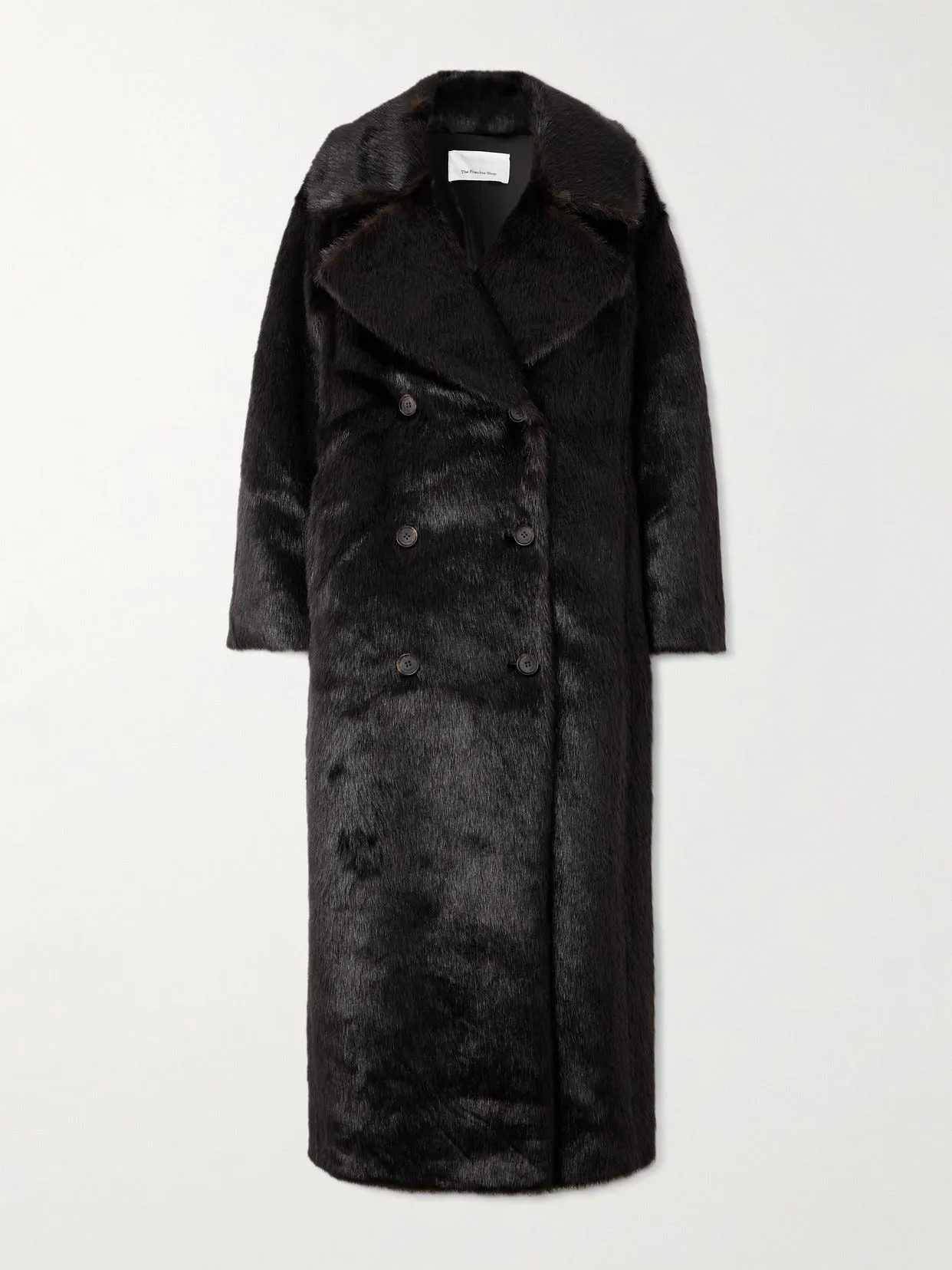 The Frankie Shop - Joni Double-breasted Plush Coat - Dark brown