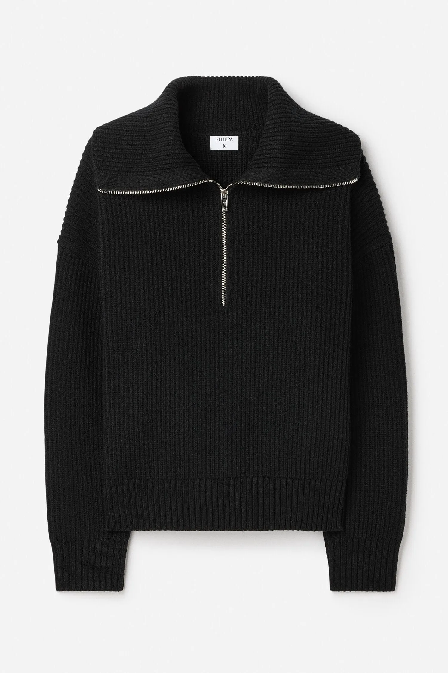 Ribbed Wool Half-Zip Sweater