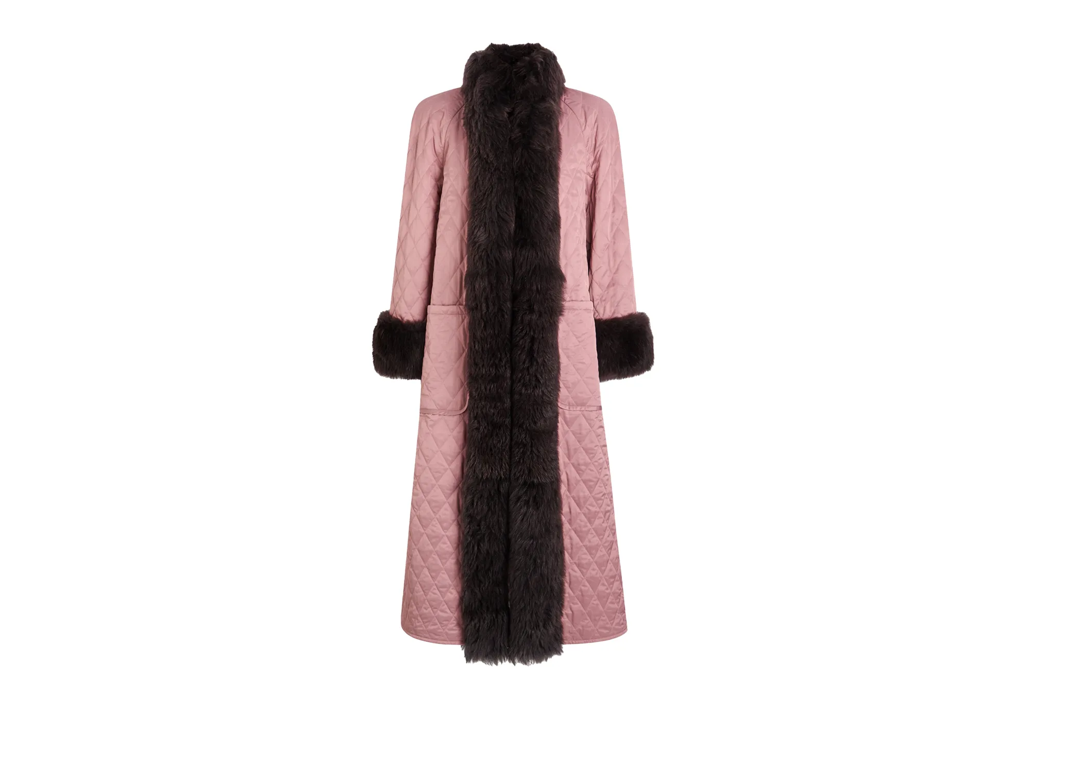 Quilted Shearling-Trimmed Coat