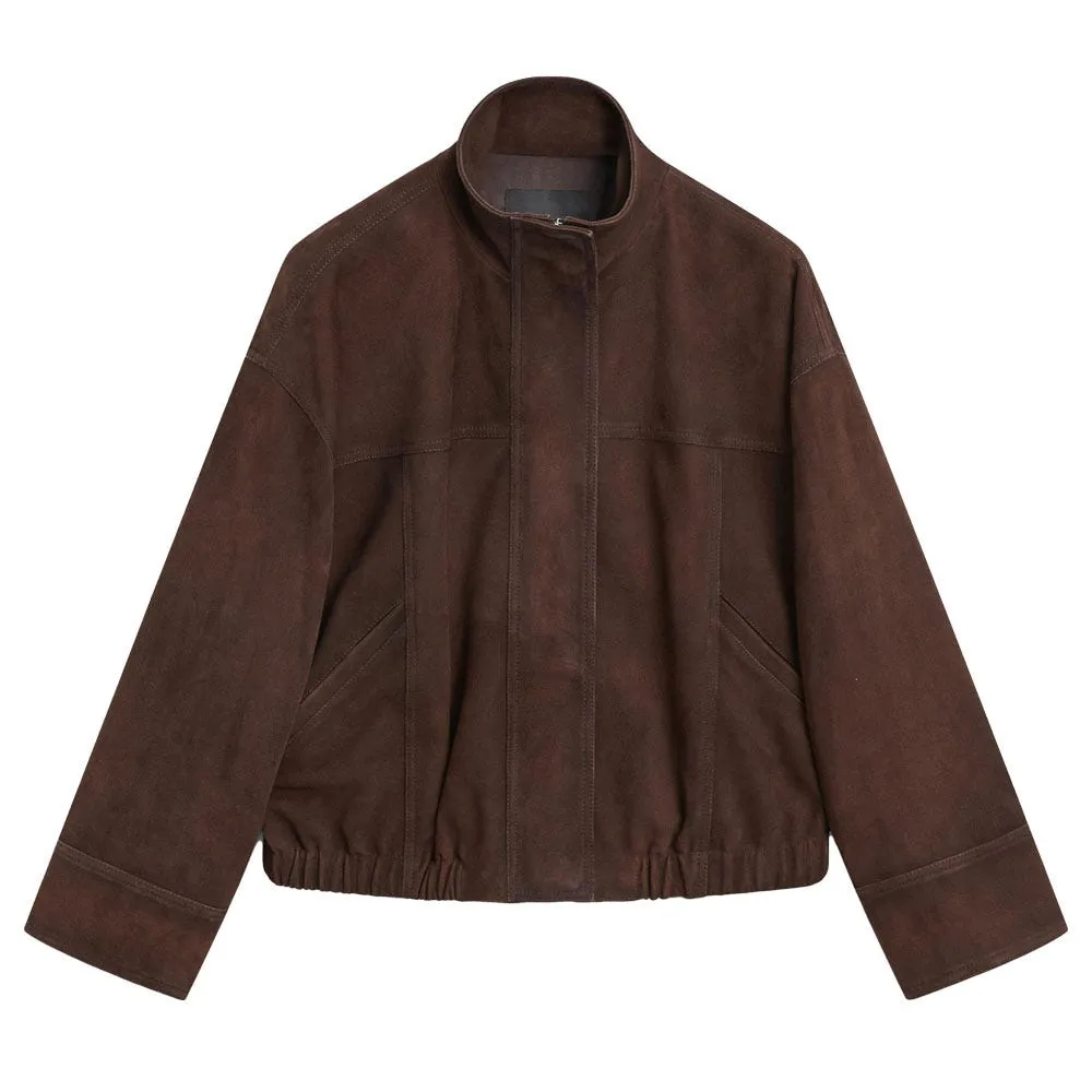 Suede Leather Bomber Jacket
