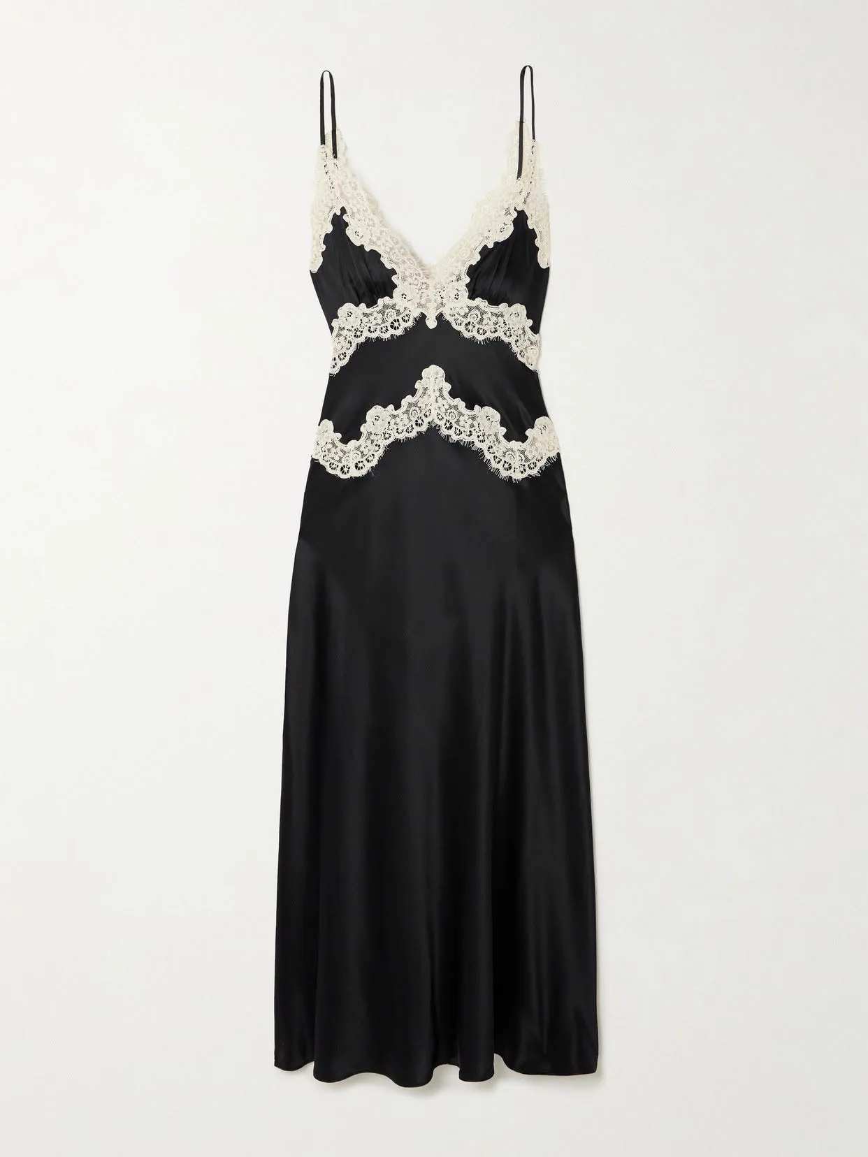 Obelia Corded Lace Trimmed Silk-Satin Midi Dress