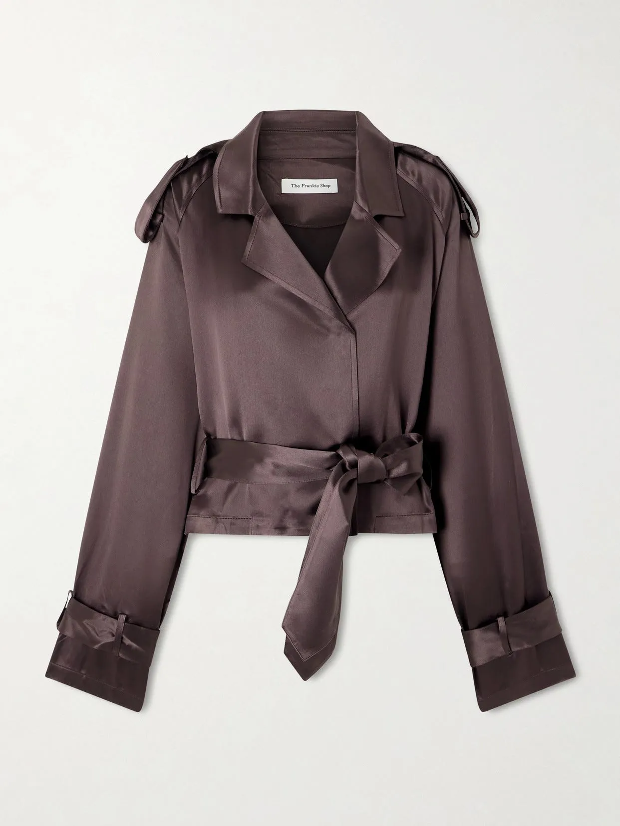 Simona Belted Satin Jacket