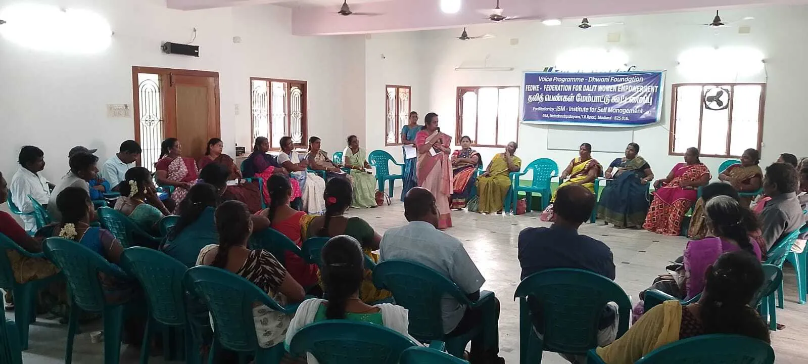 Manohari Doss leading a session with the Federation for the Empowerment of Dalit Women.