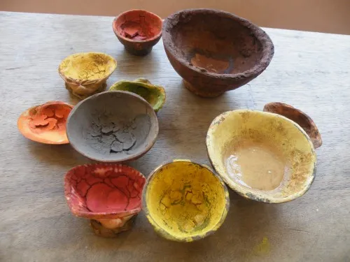 Natural Organic colours ready to be mixed and used
