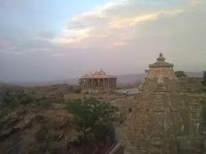 The Shiva temple in the foreground