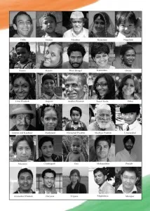 The front design of the card, which represents people from all 28 states of the country