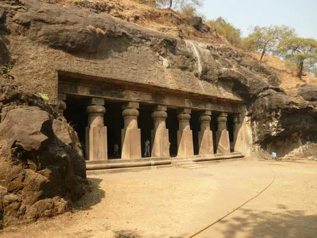 The front facade of the Elephanta Caves. Numerous industries are causing irrevocable damage to the structures and the rich but fragile eco-system here.