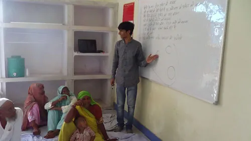 Shafiq conducts sessions to inform the poor in rural India about incidences of bride trafficking and how they could be prevented