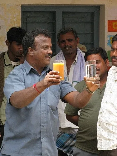 Water before and after purification.