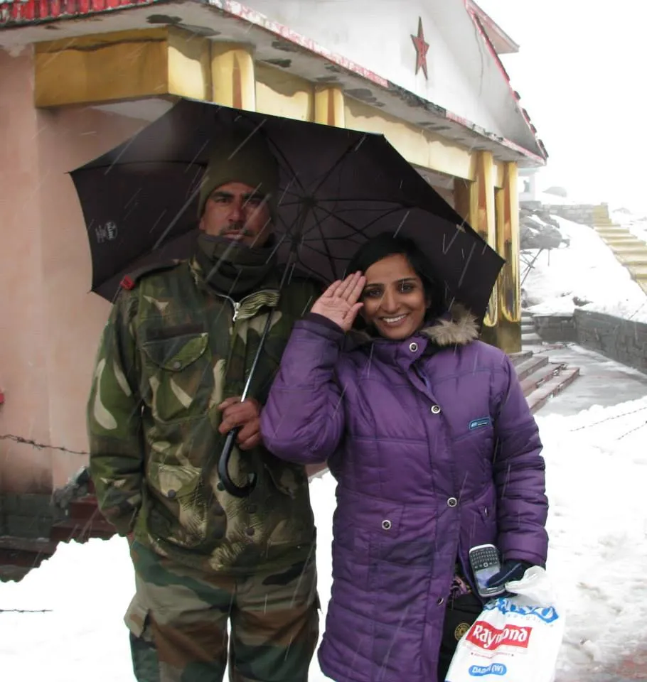 Alka at Nathula Pass India-China Border in Sikkim.