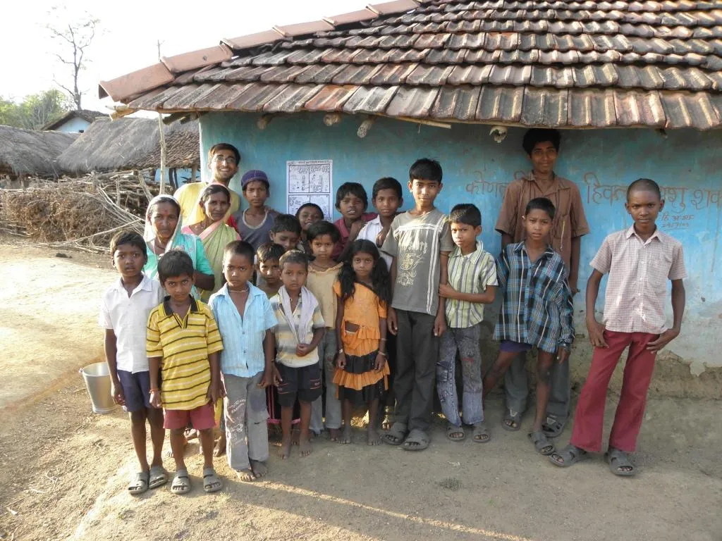 Dr. Pawan with the community members of Gadchiroli village.
