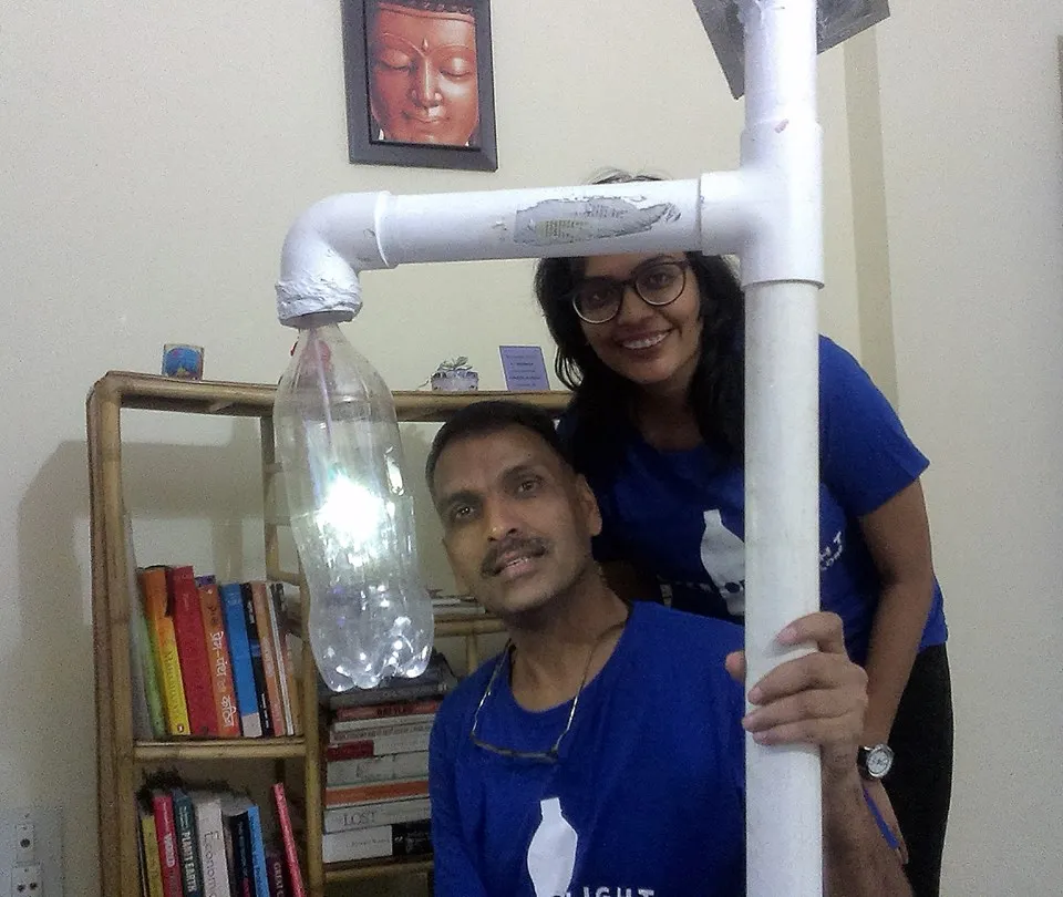 Pankaj and Tripti, co-founders, Liter of Light Bangalore chapter.