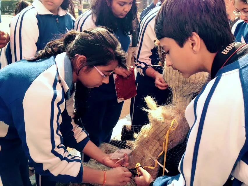 The artist believes that children who come to see the sculptures must have their own understanding of them and are able to interact with them. (Courtesy: Apne Aap Worldwide)