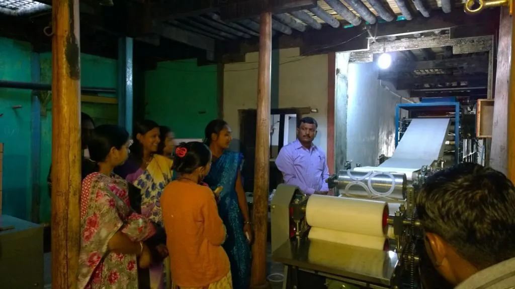Inaugurating the papad making machine unit in Bahadarpur, Maharashtra