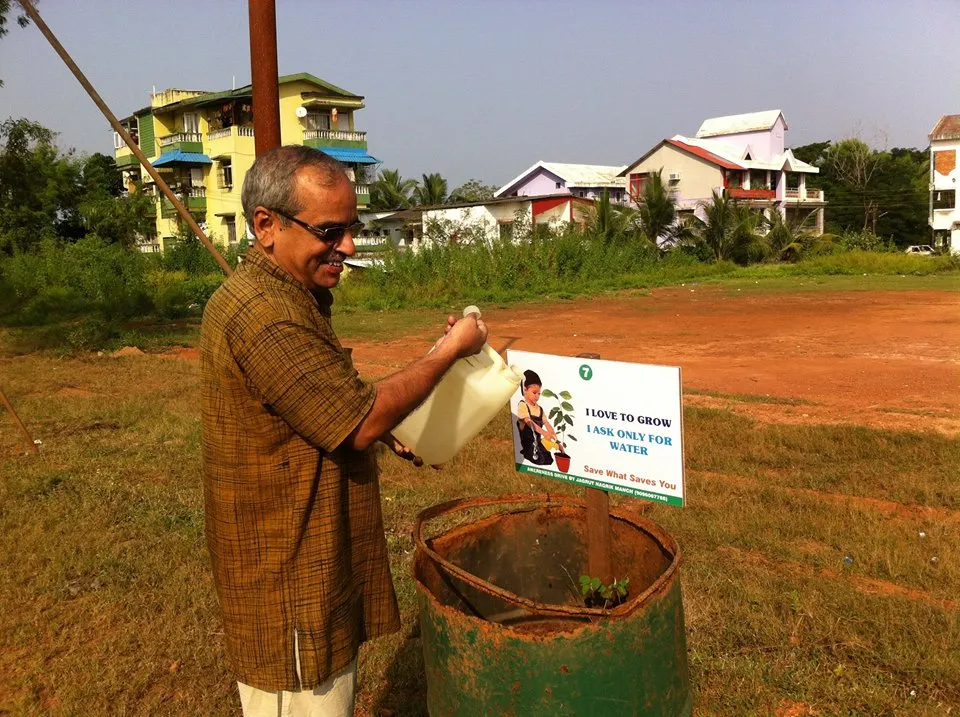 People are asked to pour the leftover water in the trees.