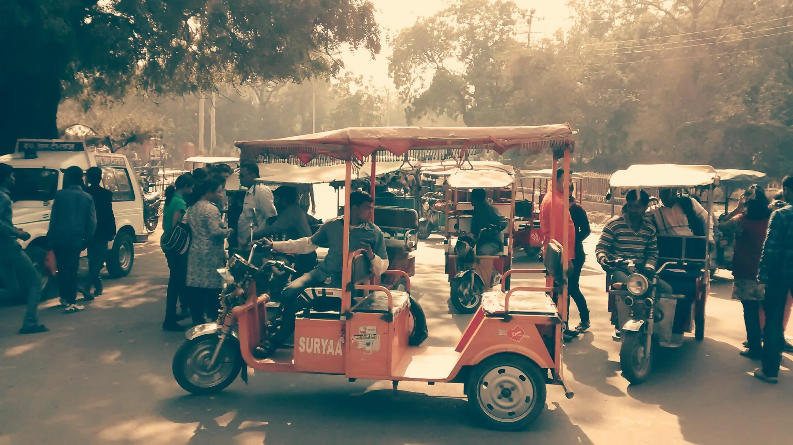 The incredible rickshaws cost as much as a regular rickshaw.