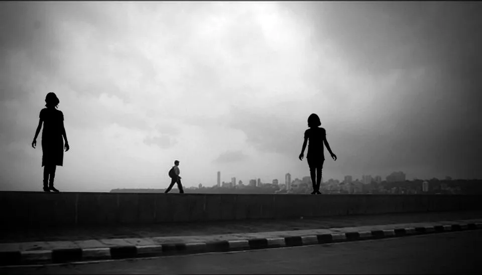 Mumbai skyline - projected image