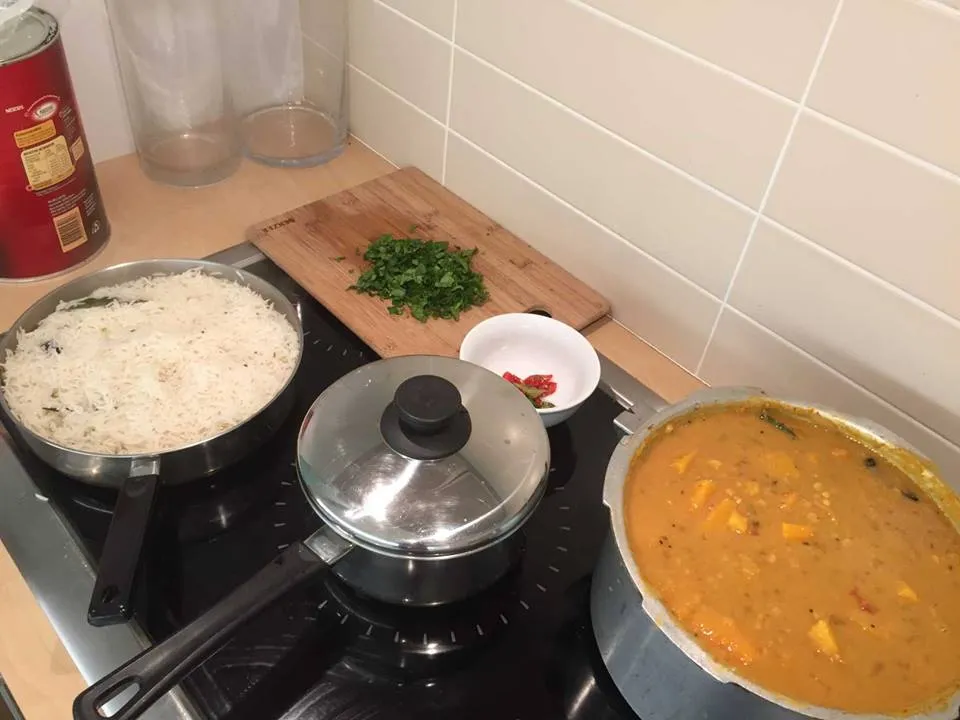 A typical $5 rice and curry lunch