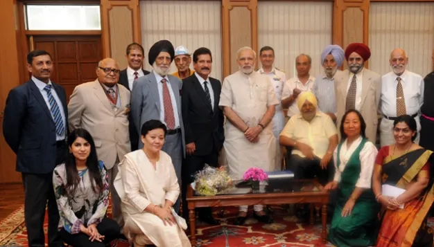 Surviving Members and the next of kin of the 1965 Indian Everest Expedition with the Prime Minister of India Shri Narendra Modi.