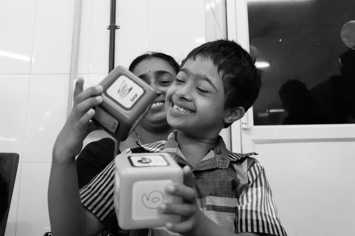 Satish Kumar (7) has Down Syndrome, a congenital disease. He is a huge fan of the Tamil actor Vijay.