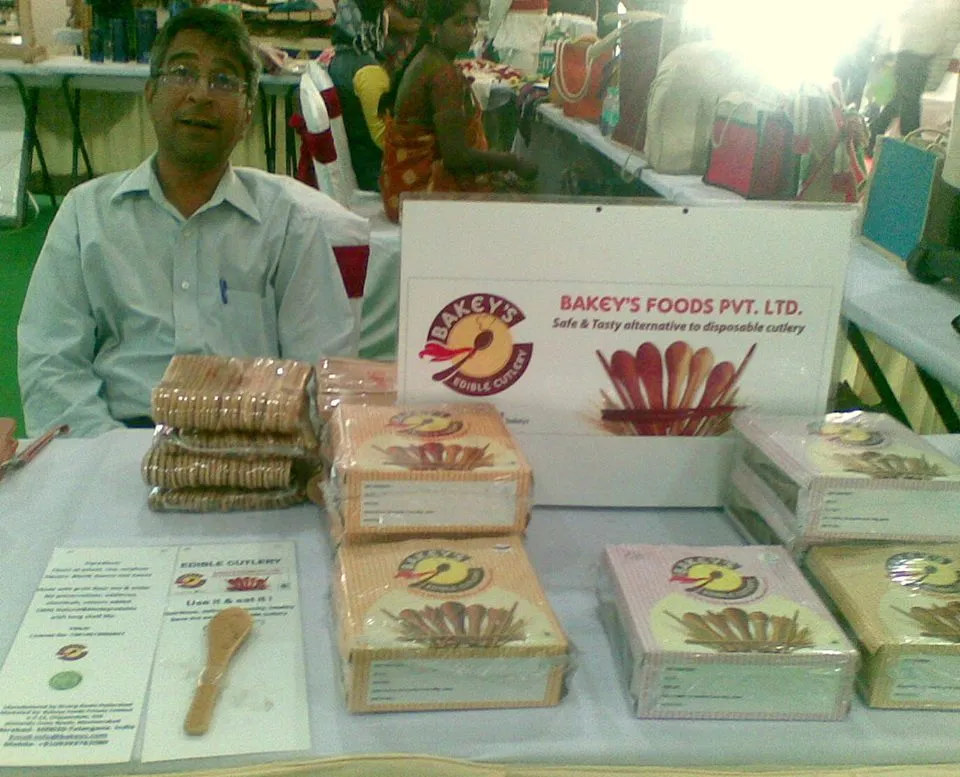 Narayana Peesapaty at a Bakey's stall.