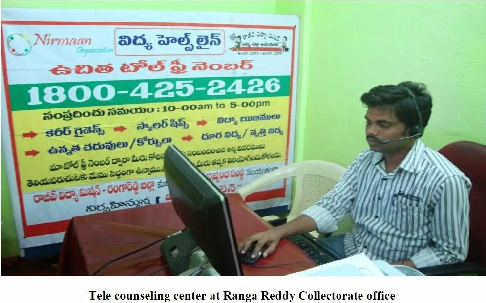 Vidya Helpline operates 15 phone lines, have a staff of 30, and are helped by over 200 volunteers