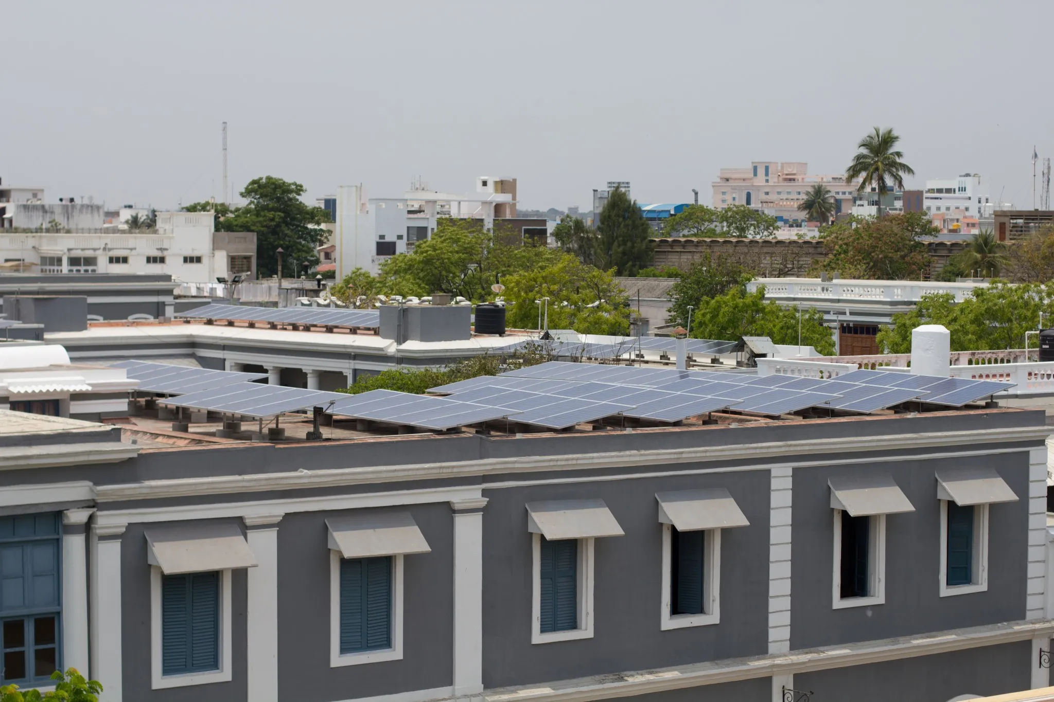 A side-view of the solar panels installed on SAICE rooftop 