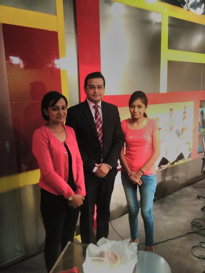 Surbhi and Simran at a TV news channel office.