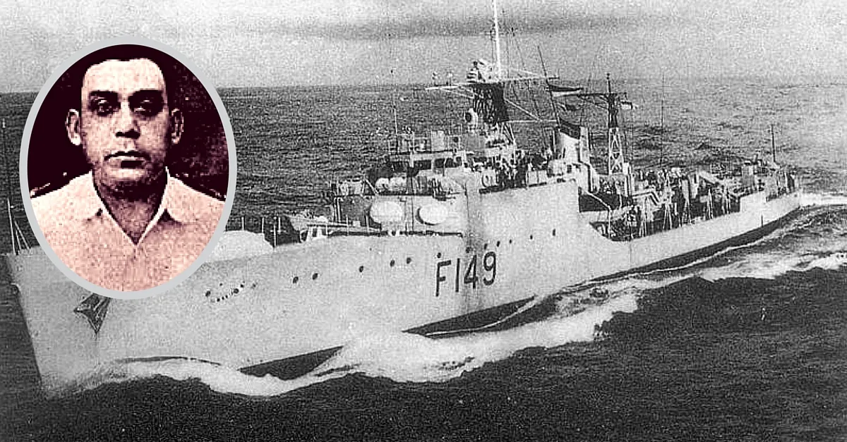 INS Khukhri with Captain Mahendra Nath Mulla (inset) Source: Wikipedia