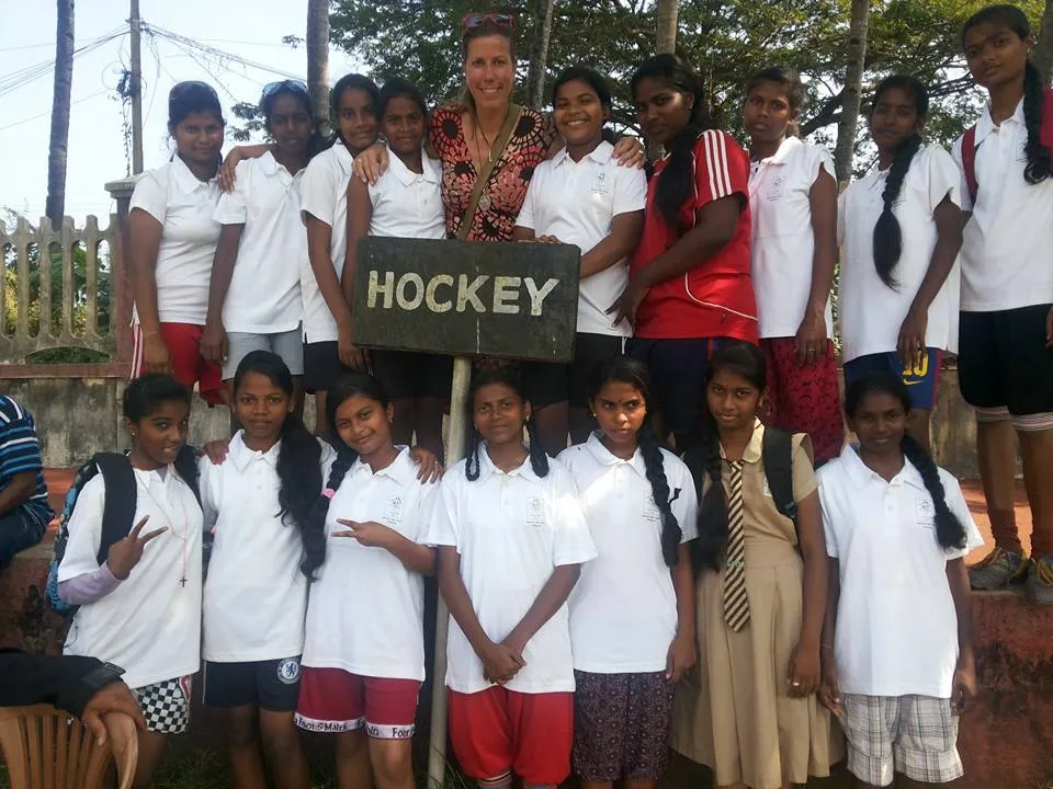 Andrea Thumshirn (centre) with her hockey proteges