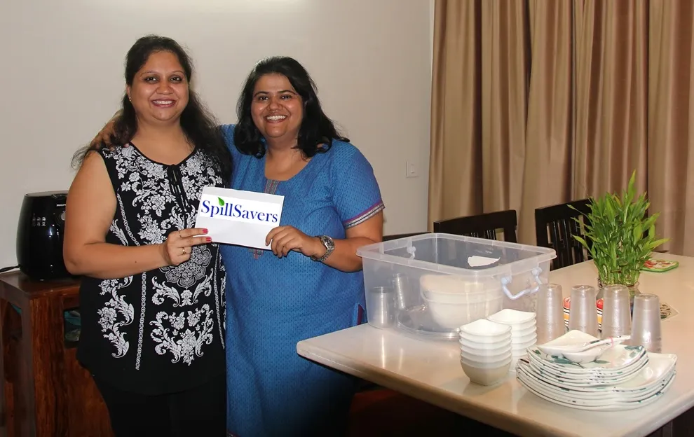 Pooja and Shalini provide clean, good quality dinnerware for parties, thus stopping a huge amount of garbage reaching the landfills of Bangalore