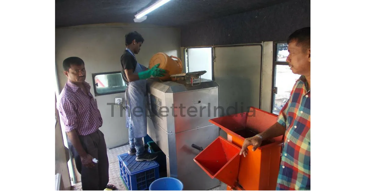 The initial process of composting being done in the vehicle itself