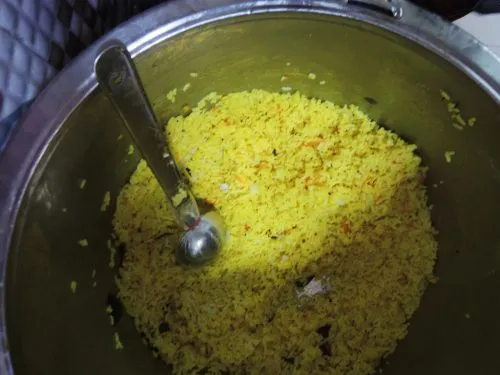 Sumptuous lemon rice, available for Rs. 5, is a popular dish at the Amma canteen. (Credit: Tripti Nath\WFS)